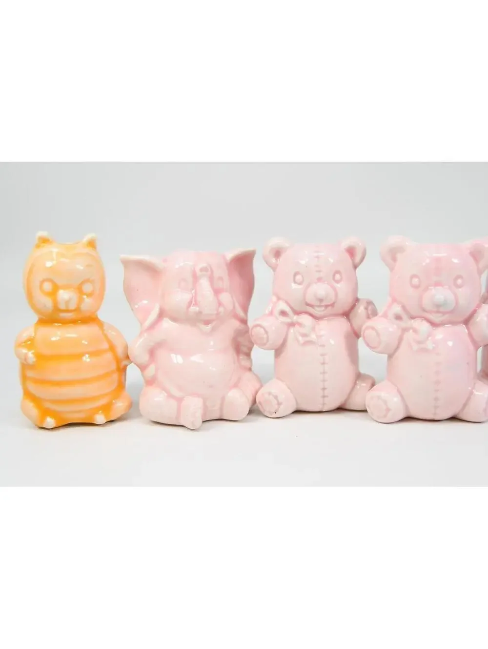 Macrame Beads Child Baby Teddy Bears Bee Bottles Elephants Lot of 8 VTG Ceramic
